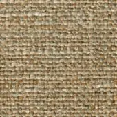 Jute textile texture with beige, tan, and gray variegated tones, displaying a dense, irregular horizontal and vertical weave pattern.